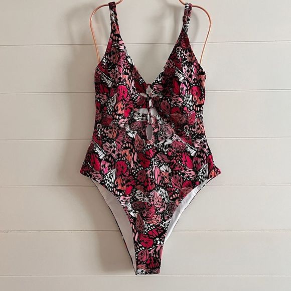 l*space Other - L*Space “Topanga” One Piece Classic High Cheeky Swimsuit Pink Black Tropical